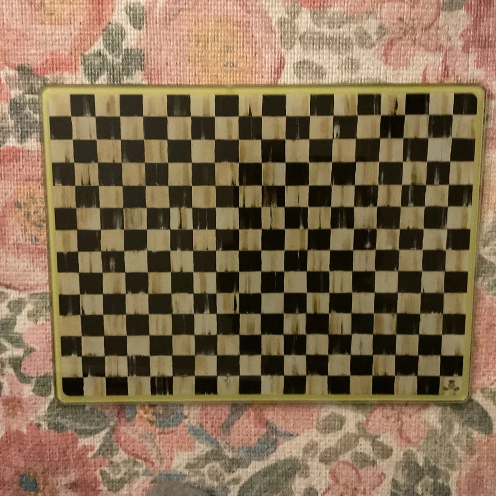 NWOT MacKenzie-Childs Courtly Check Glass Cutting Board - never used